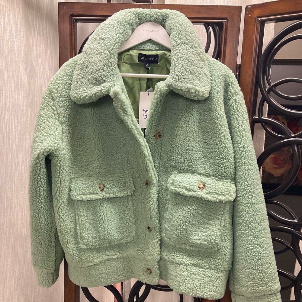 Soft green boucle jacket size LG
